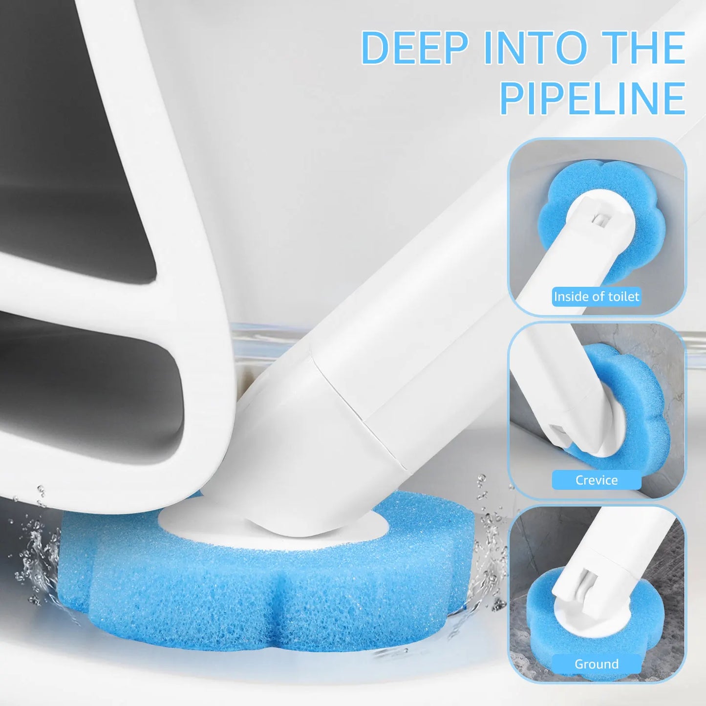 Toilet Brush With Disposable Replacement Head Kits