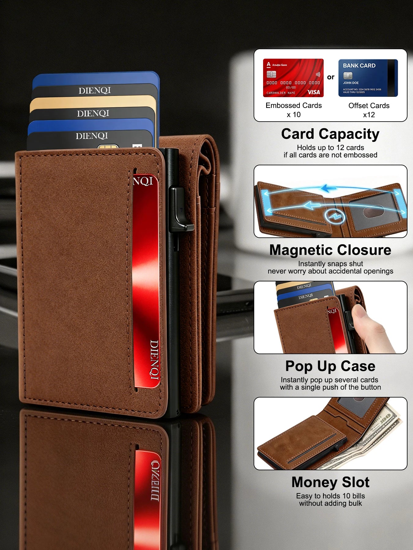 Luxury Brand Credit Card Holder Men Wallets Rfid Cardholder Hardcase Wallet for Men Smart Wallet with Id Slot Fathers Day Gifts