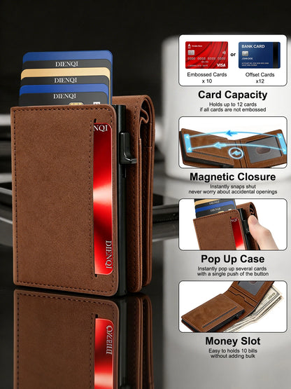 Luxury Brand Credit Card Holder Men Wallets Rfid Cardholder Hardcase Wallet for Men Smart Wallet with Id Slot Fathers Day Gifts