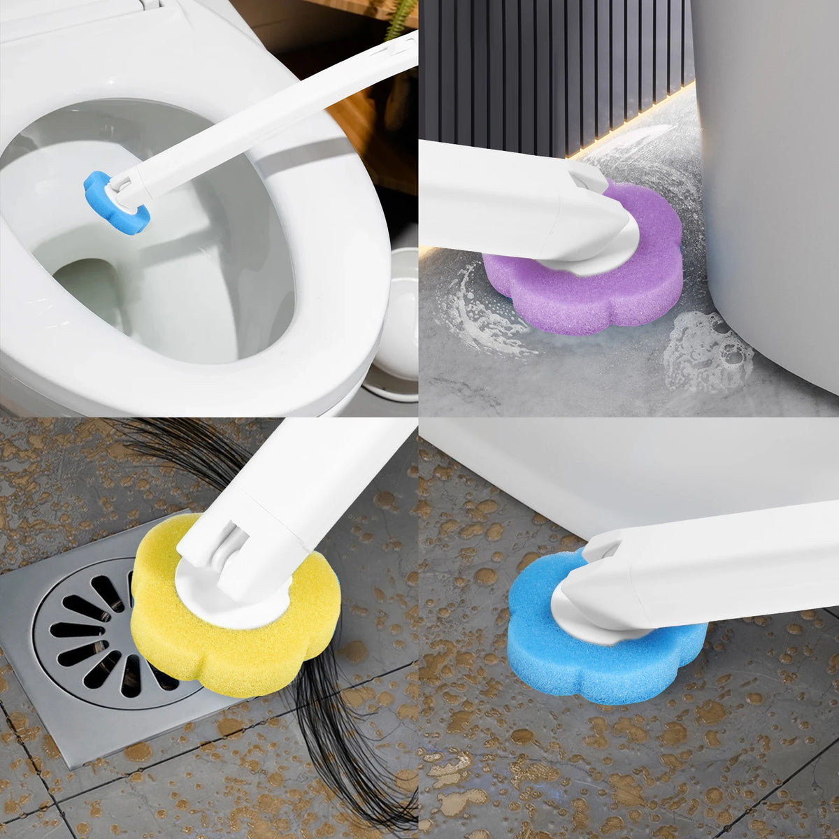 Toilet Brush With Disposable Replacement Head Kits