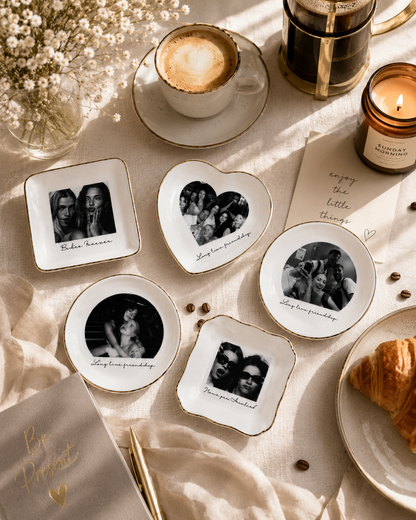 Personalised Bestie Photo Trinket Dish Custom Jewelry Ring Dish Bridesmaid Proposal Ceramic Trinket Tray for Friend Wedding Gift