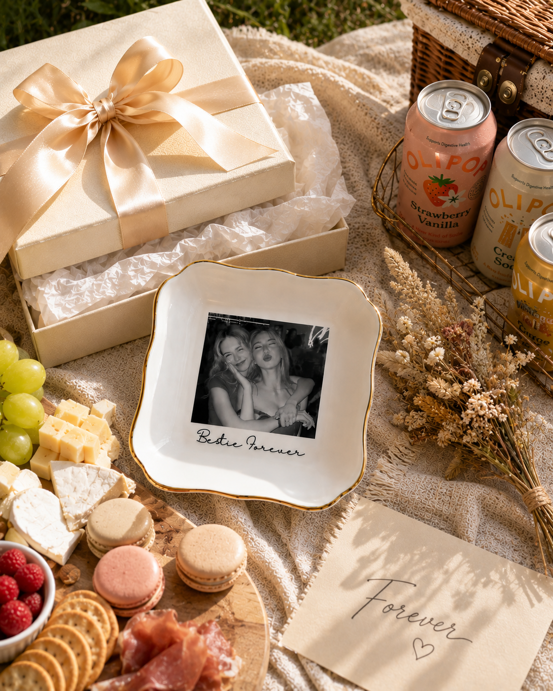 Personalised Bestie Photo Trinket Dish Custom Jewelry Ring Dish Bridesmaid Proposal Ceramic Trinket Tray for Friend Wedding Gift