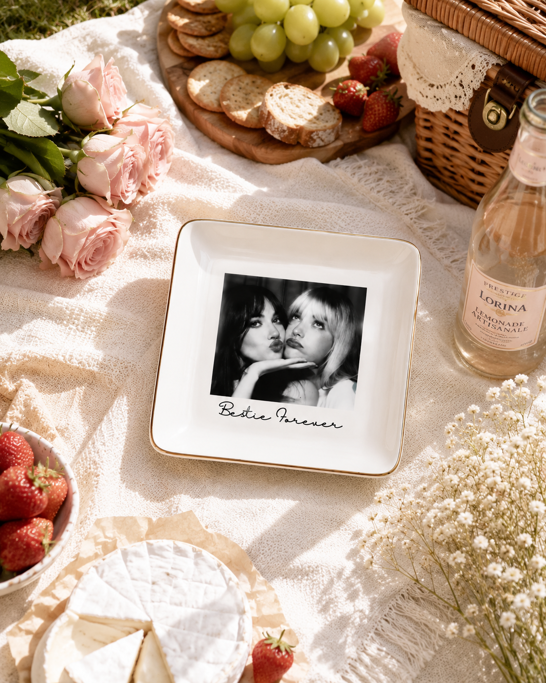 Personalised Bestie Photo Trinket Dish Custom Jewelry Ring Dish Bridesmaid Proposal Ceramic Trinket Tray for Friend Wedding Gift