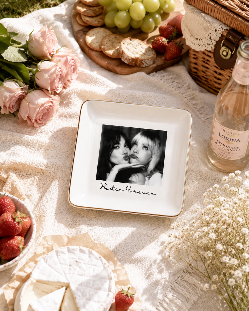 Personalised Bestie Photo Trinket Dish Custom Jewelry Ring Dish Bridesmaid Proposal Ceramic Trinket Tray for Friend Wedding Gift